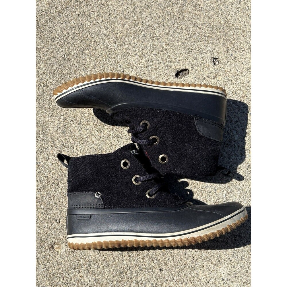 Sperry Top Sider Duck Boots Women’s 8M Black Schooner Chukka 3 Eye Rubber - Picture 6 of 11